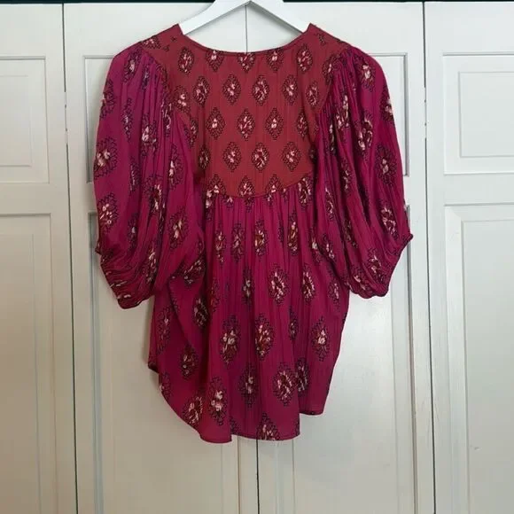 By Anthropologie pink boho dolman sleeve blouse M - Picture 7 of 11